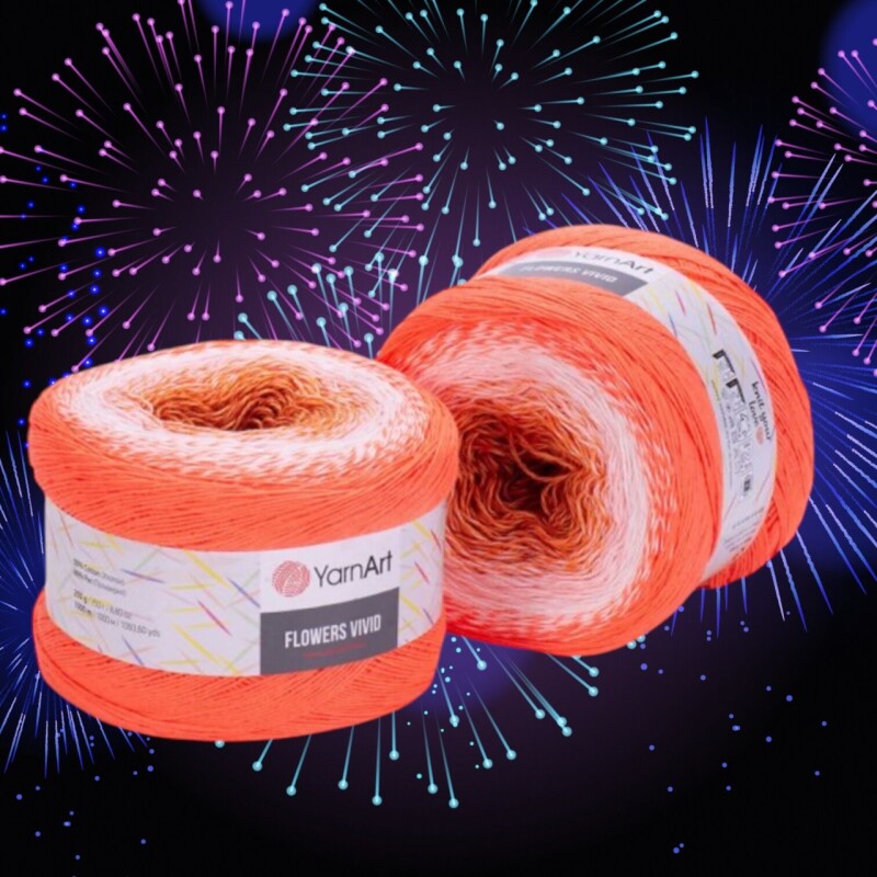 Flowers Vivid 512 rezavá,bílá,neon oranžový