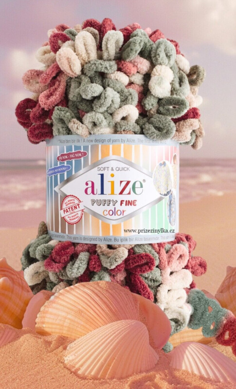 Puffy fine color 6039 béž.,vín.,zelená