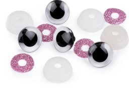 Bezpečnostní oči 20 mm glitrové růžové 