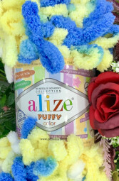 Puffy color 6069 žluto-modro-bílá