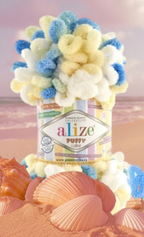 Puffy color 6069 žluto-modro-bílá