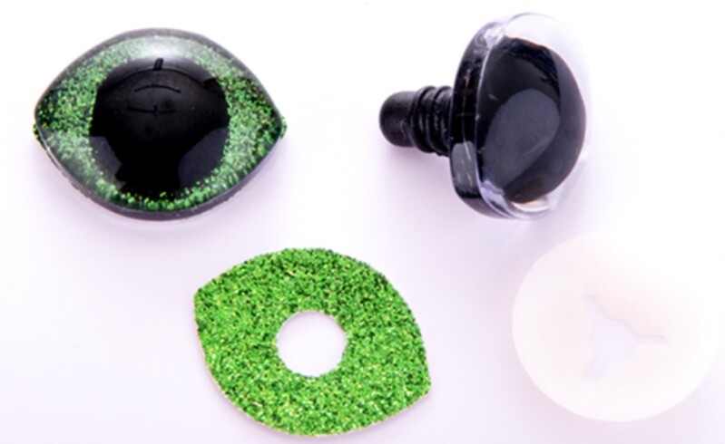 Bezpečnostní oči 3D 28,5x23,5 glitrové zelené