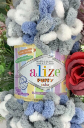 Puffy color 6075 bílo-šedo-modrá