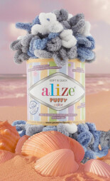 Puffy color 6075 bílo-šedo-modrá