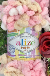 Puffy color 6046 hnědo-růžová-bílá