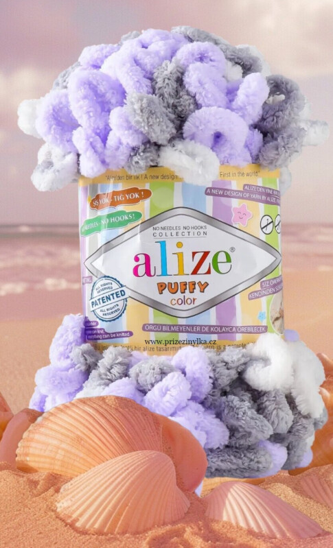 Puffy color 6372 fialová,šedá,bílá