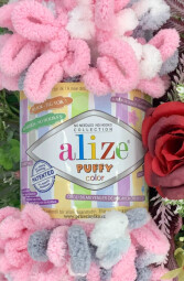 Puffy color 6370 růžová,šedá,bílá