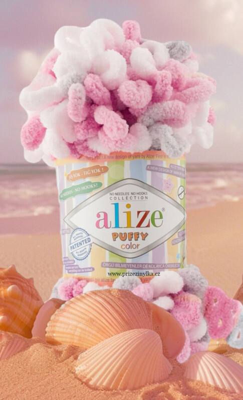 Puffy color 6370 růžová,šedá,bílá