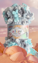 Puffy fine color 5939 mentol,šedá,bilá