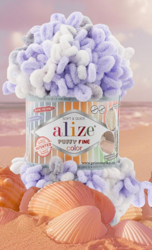 Puffy fine color 6372 fialová,šedá,bílá