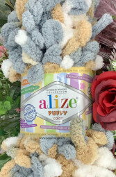 Puffy color 6395 hnědá,šedá,bílá