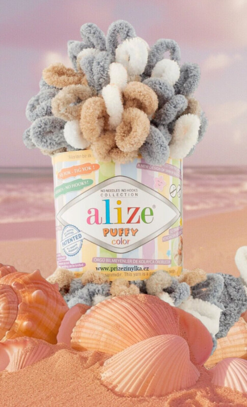 Puffy color 6395 hnědá,šedá,bílá