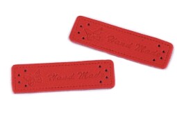 Cedulka-nášivka Handmade 15x50mm červená