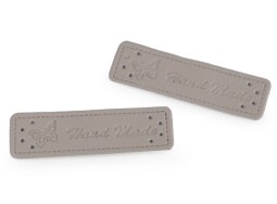 Cedulka-nášivka Handmade 15x50mm šedá neutrální