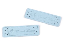 Cedulka-nášivka Handmade 15x50mm modrá pomněnková